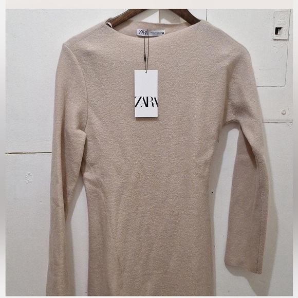 ZARA BOUCLÉ WOOL DRESS Ivory - Picture 11 of 16